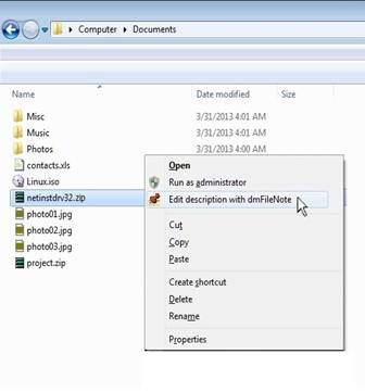 Description: Description: context menu